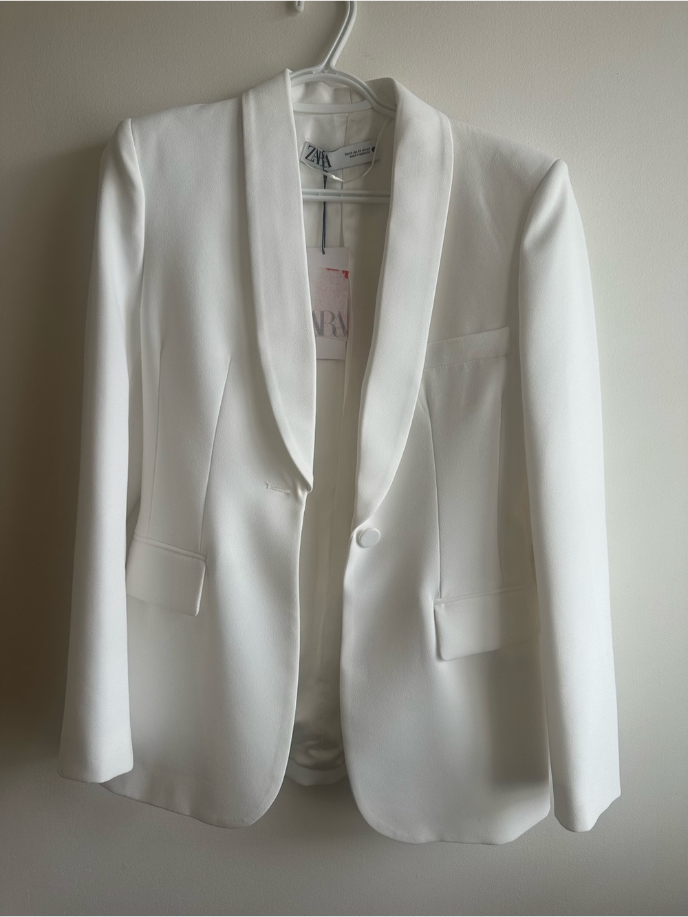 Zara Cream Shawl-Collar Single-Button Blazer
